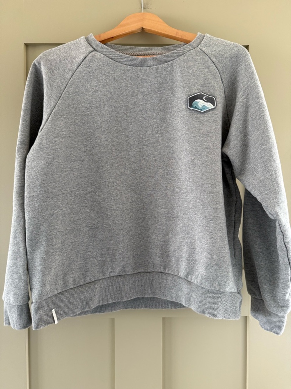 ZYIA Heather Grey Crewneck Sweatshirt with Mountain Patch